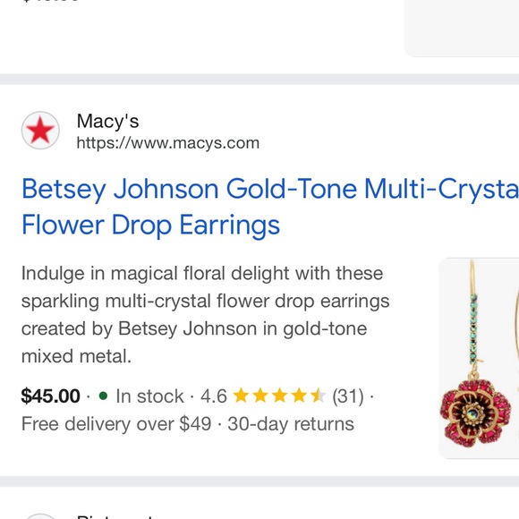 ๐ชท Betsey Johnson Gold-Tone Multi-Crystal Flower Drop Earrings - Picture 10 of 10